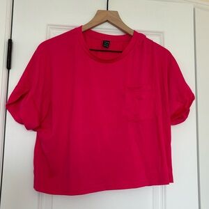 Shein Pink Short Sleeve Tee Shirt Crop Top Size Large